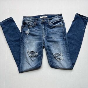 KANCAN distressed skinny jeans medium wash size 5 26